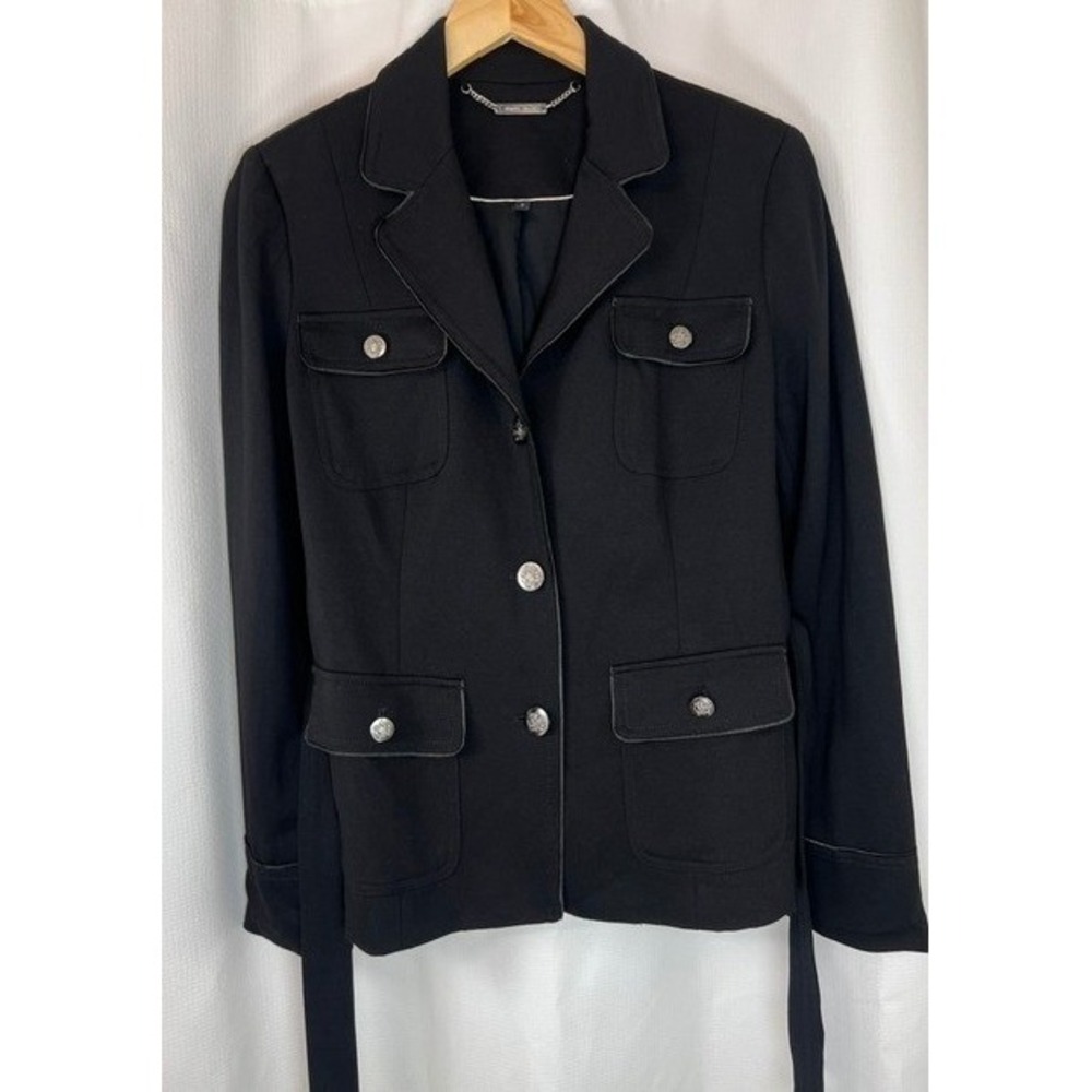 White House Black Market Classic Black Tailored Belted Safari Field Blazer 8 - Picture 2 of 16